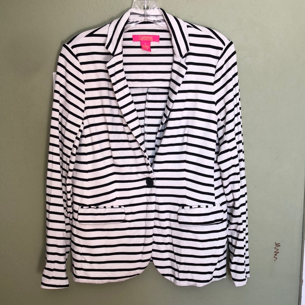 Knit blazer with bold stripes